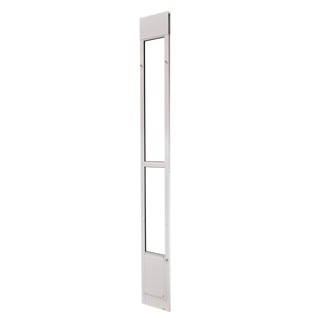 Dog Door for Sliding Glass Door, 91 to 96 in Adjustable Height, Aluminum Alloy Frame with Metal Rotating Hinges, Lock Design, 8 1/4 x 12 1/4 in Flap, Sliding Glass Pet Door for Renters