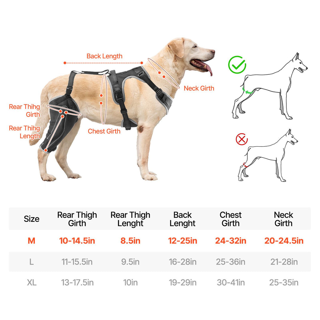 Dog Knee Brace for Torn ACL, Dog Leg Brace with Adjustable Hinge Stabilizer, Pet Knee Support Harness for Right Hind Leg, Pain Relief, Reflective Dog Joint Support Brace for Arthritis Recovery