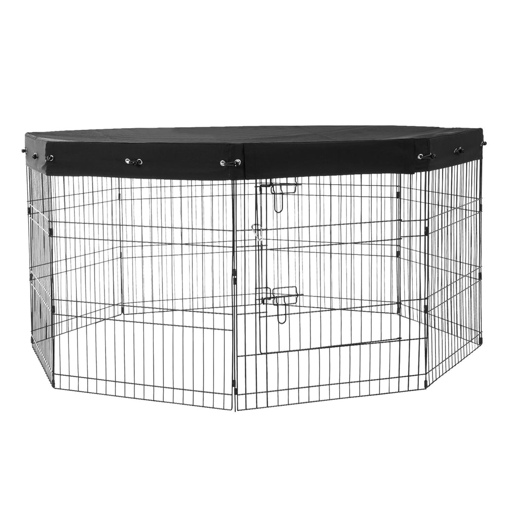 Dog Playpen, 8 Pcs 30"H x 24"W Panels Foldable Metal Pet Exercise Pen, Dog Fence Indoor and Outdoor Pen with Door, 600D Oxford Fabric Top Cover, Pet Playpen for Dogs, Cats, Other Small Animals