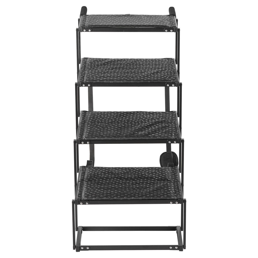Dog Stairs for Car, 4 Steps Extra Wide Foldable Dog Ramp for Large Dogs with Non-Slip Surface, Portable Lightweight Pet Stairs Ladder for Car, SUV, Truck, High Bed, Sofa, Support up to 250 lbs