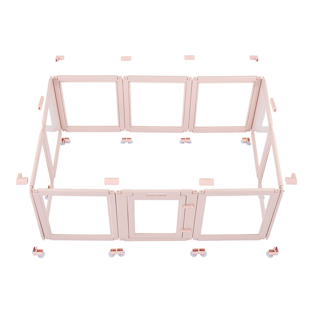 Dog Whelping Box, 60x39x23 in Plastic Dog Whelping Pen for Medium Sized Dogs, Waterproof Transparent Puppy Playpen with Windows & Door Lock, Easy to Clean, Durable Indoor Pet Dogs Cats Birth Kit