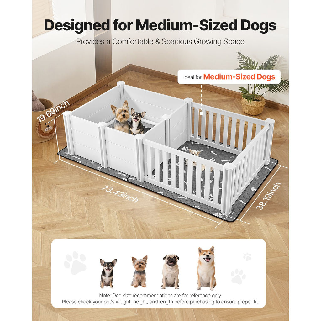 Dog Whelping Box, 73x38x19.7 in, Plastic Dog Whelping Pen with Adjustable Height Door, Puppy Playpen with Waterproof Pee Pad, Easy to Clean, Durable Indoor Pet Birth Kit for Medium Sized Dogs image 2