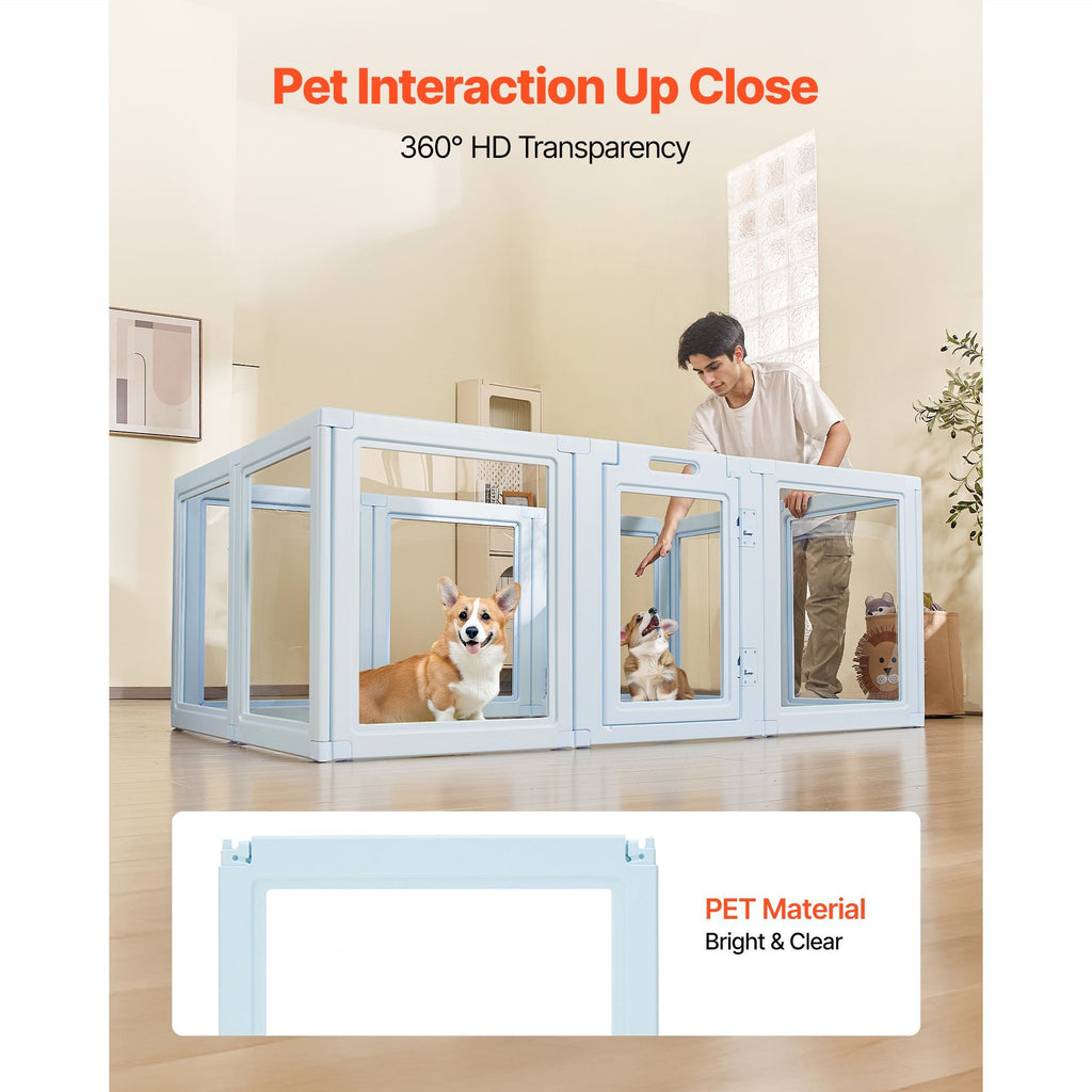 Dog Whelping Box, 76x49x30 in Plastic Dog Whelping Pen for Large Sized Dogs, Waterproof Puppy Playpen with Transparent Windows & Door Lock, Easy to Clean, Durable Indoor Pet Dogs Cats Birth Kit image 2