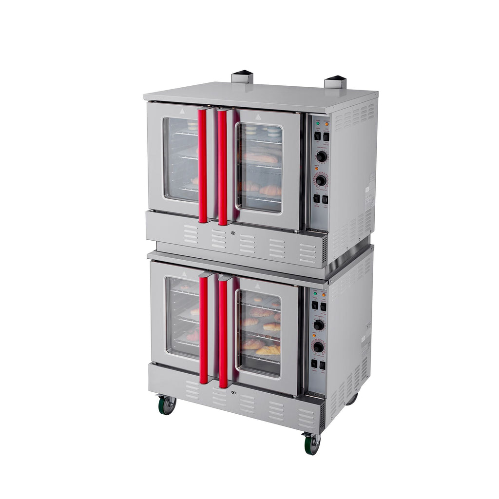 Double Deck Gas Convection Oven, 14 cu.ft Full-Size Commercial Convection Oven, 40,000 BTU x 2 Powerful Burners, Natural Gas Commercial Ovens with Two Fan Modes, for Bakery, Restaurant & Kitchen
