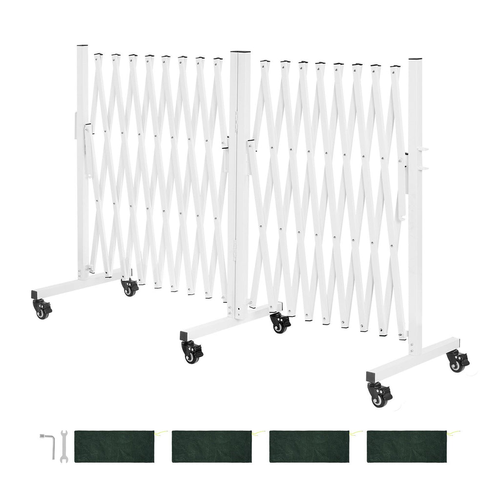 Double Expandable Barricades, 18FT Expandable Safety Barrier, 0-180° Rotatable Mobile Barricade with Locking Casters, Portable Folding Security Gate Traffic Fence for Patio Garden Stairway