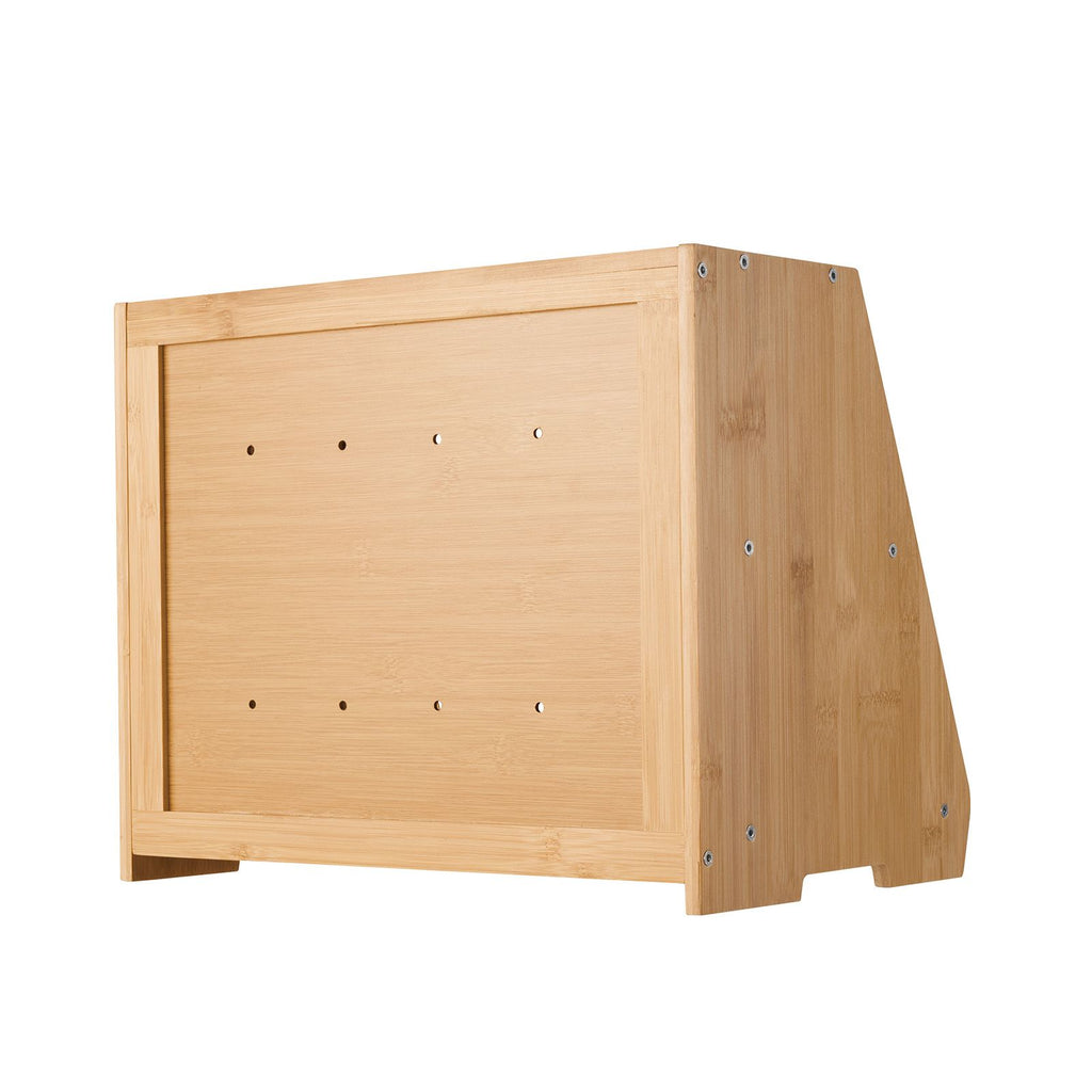 Double Layer Bread Box for Kitchen Counter, Large Capacity Bamboo Bread Storage Container, Farmhouse Wooden Breadbox for Homemade Bread, Storage Holder Bin with Acrylic Wavy Door Panel, Natural