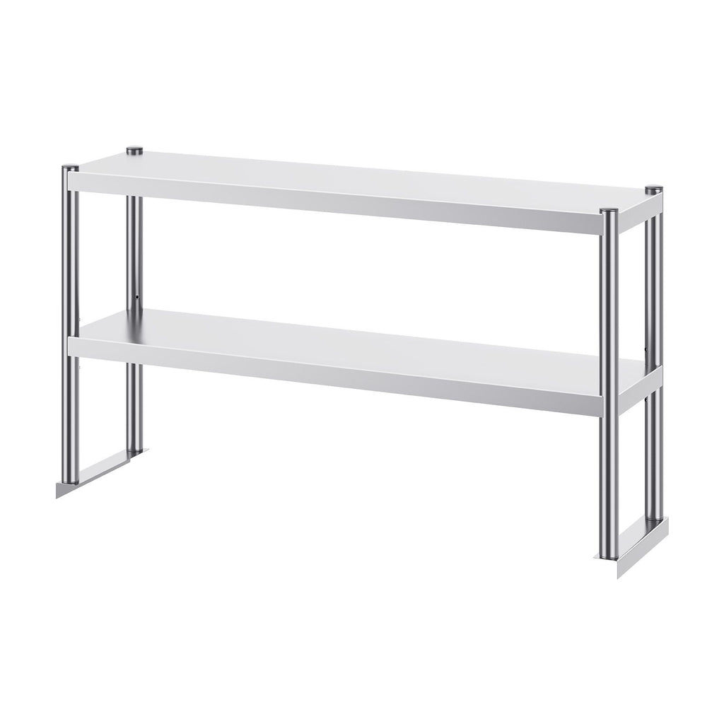 Double Overshelf, Double Tier Stainless Steel Overshelf, 12 x 48 Inch Double Deck Overshelf, Height Adjustable Overshelf Prep Work Table for Kitchen, Restaurant and Workshop