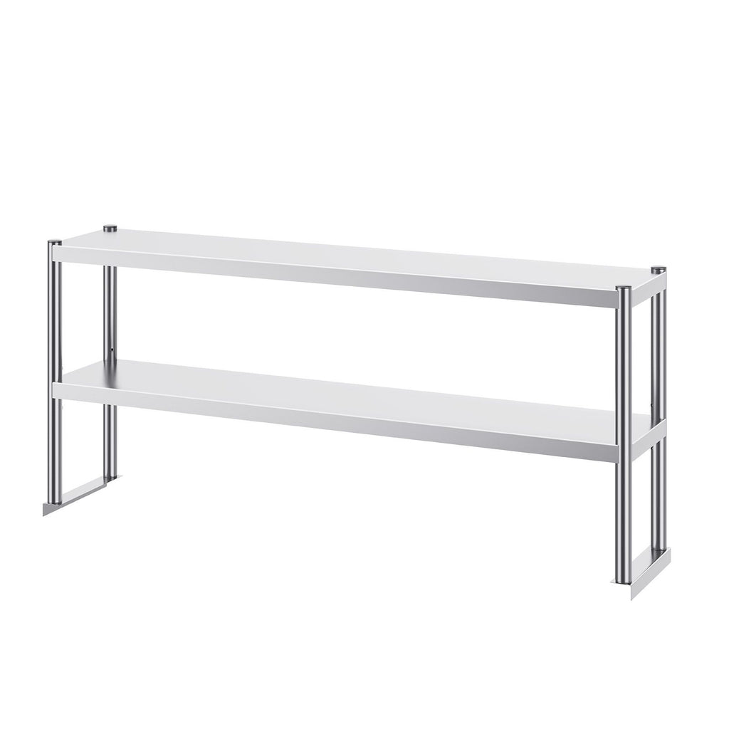Double Overshelf, Double Tier Stainless Steel Overshelf, 12 x 60 Inch Double Deck Overshelf, Height Adjustable Overshelf Prep Work Table for Kitchen, Restaurant and Workshop