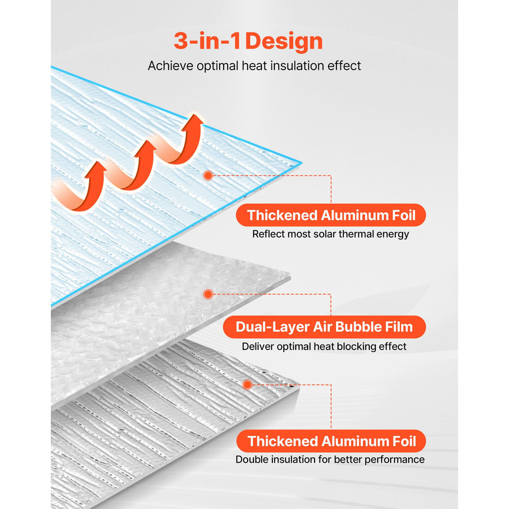 Double Reflective Insulation Roll, Double-Sided Aluminum Foil Radiant Barrier, 6mm 48 in x 100 ft, Dual-Layer Air Bubble Heat Reflective Shield, Thermal Insulation Roll for Garage Window Roofs image 2