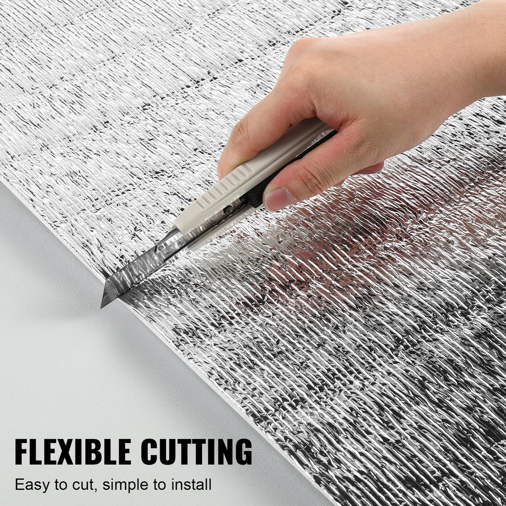 Double Reflective Insulation Roll, Foam Core Radiant Barrier, 3.2 mm 48 in x 10 ft, Double-Sided Aluminum Foil EPE Foam Heat Reflective Shield, Thermal Insulation Roll for Window RV Roof
