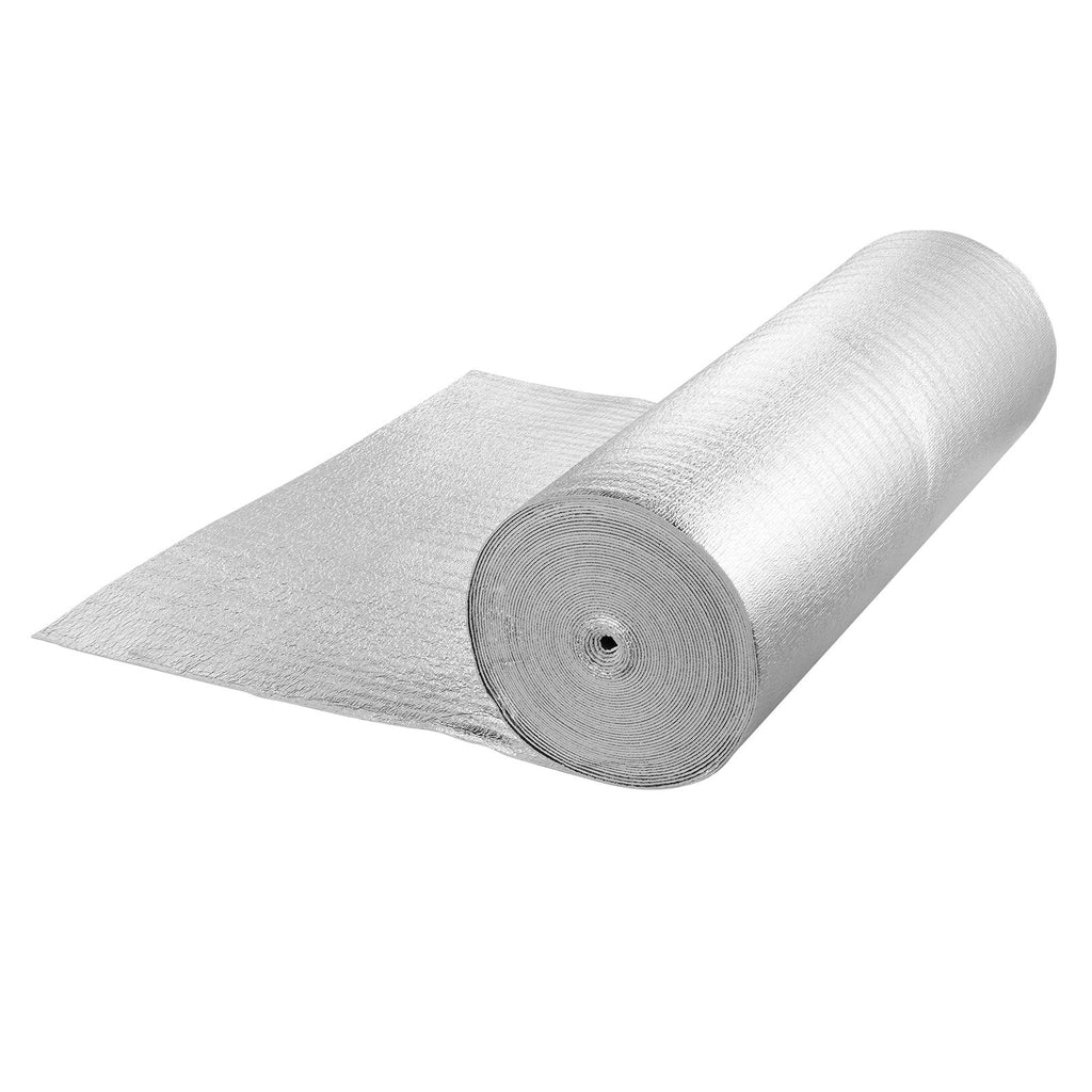Double Reflective Insulation Roll, Foam Core Radiant Barrier, 3.2 mm 48 in x 100 ft, Double-Sided Aluminum Foil EPE Foam Heat Reflective Shield, Thermal Insulation Roll for Window RV Roof