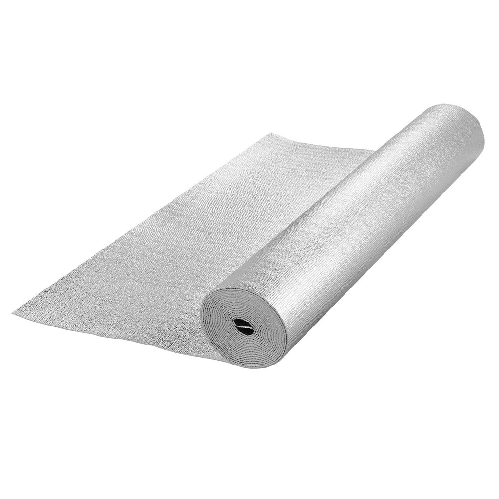 Double Reflective Insulation Roll, Foam Core Radiant Barrier, 3.2 mm 48 in x 25 ft, Double-Sided Aluminum Foil EPE Foam Heat Reflective Shield, Thermal Insulation Roll for Window RV Roof