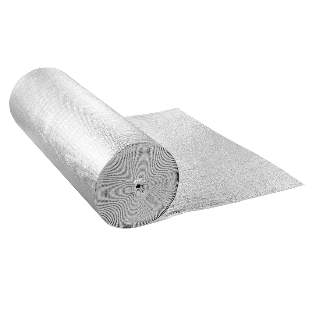 Double Reflective Insulation Roll, Woven Fabric Radiant Barrier, 6.5 Mil 48 in x 250 ft, Aluminum Foil PE Woven Cloth Heat Reflective Shield, Thermal Insulation Roll for Window RV Roof
