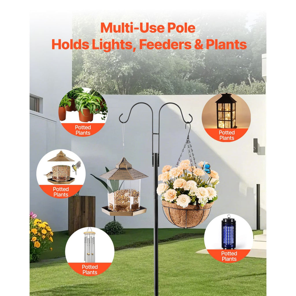 Double Shepherds Hooks for Outdoor, 8 Pack 108 Inch Heavy Duty Bird Feeder Pole, 3/4 Inch Thick Garden Hooks for Hanging Hummingbird Feeder, Plant Baskets, Solar Light Lanterns,Wind Chimes image 2