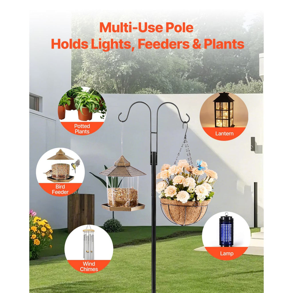 Double Shepherds Hooks for Outdoor, 8 Pack 76 Inch Heavy Duty Bird Feeder Pole, 3/4 Inch Thick Garden Hooks for Hanging Hummingbird Feeder, Plant Baskets, Solar Light Lanterns,Wind Chimes image 2