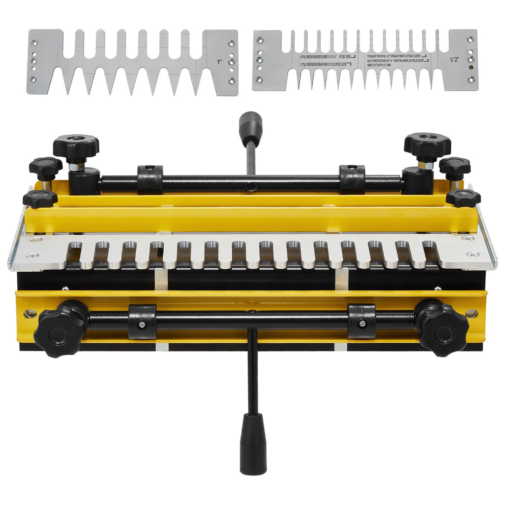 Dovetail Jig, 12 in Width, Dove Tailing Router Jigs with 4 Router Bits & 3 Templates, Precise Alignment Dove Tail Jig, Mortise and Tenon Woodworking Tools for Furniture & Wood Cabinet Making