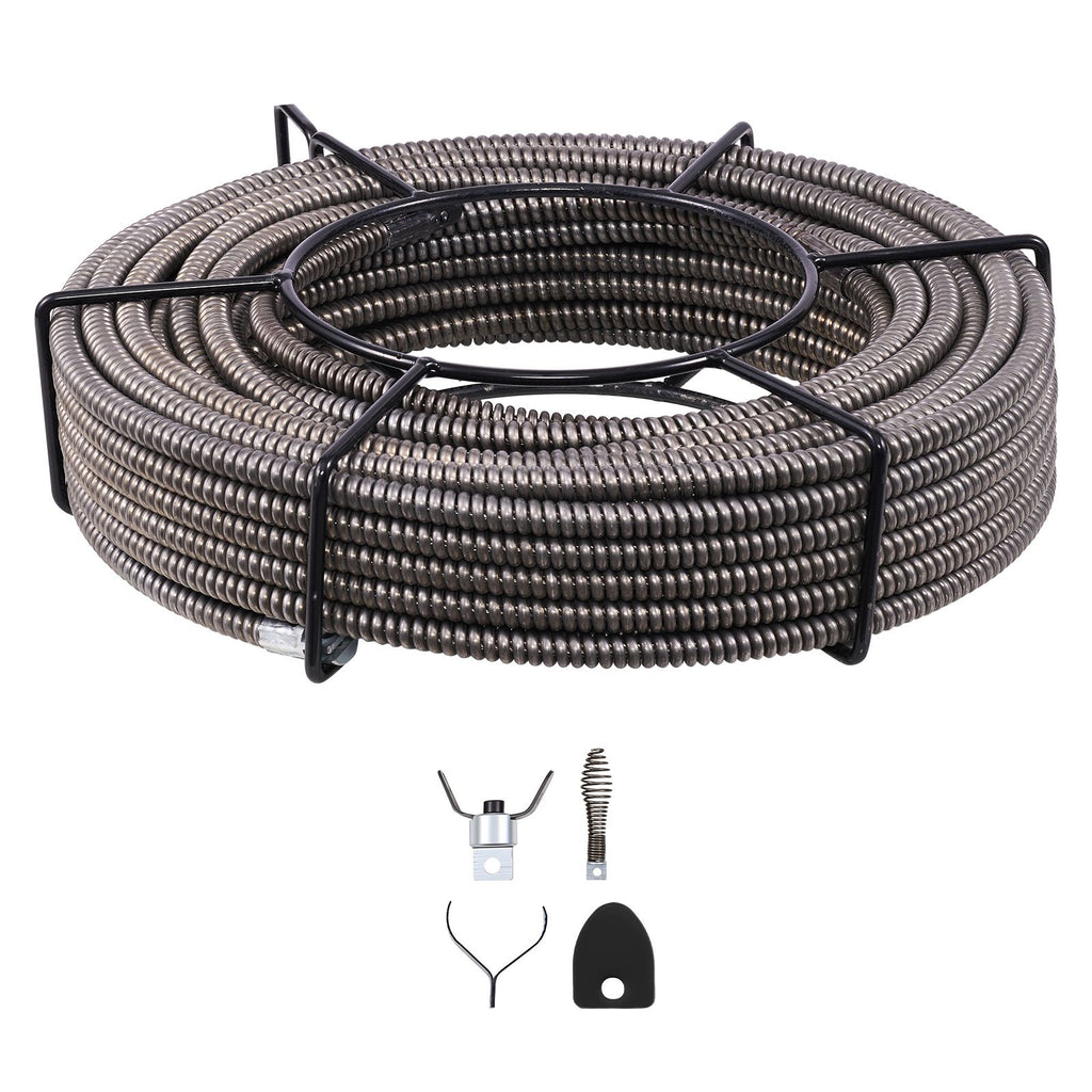 Drain Cleaning Cable 50 Feet x 3/8 Inch Solid Core Cable Sewer Cable Drain Auger Cable Cleaner Snake Clog Pipe Drain Cleaning Cable Sewer Drain Auger Snake Pipe
