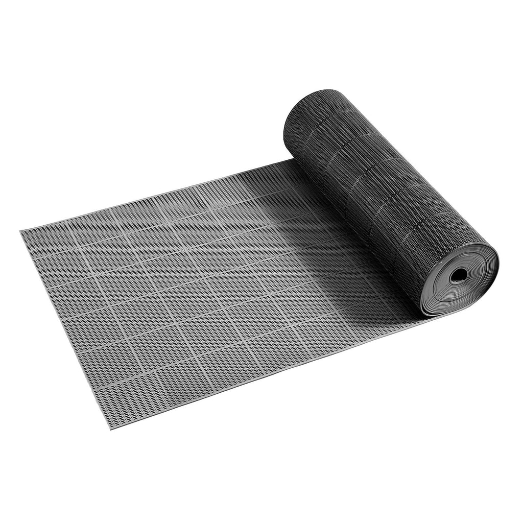 Drainage Mat, 3 x 50 ft, PVC Non Slip Commercial Floor Mat, Wet Area Water Drain Splash Matting Hollow Doormat Roll, for Outdoor Indoor Restaurant Swimming Pool Patio Bathroom Washroom, Black
