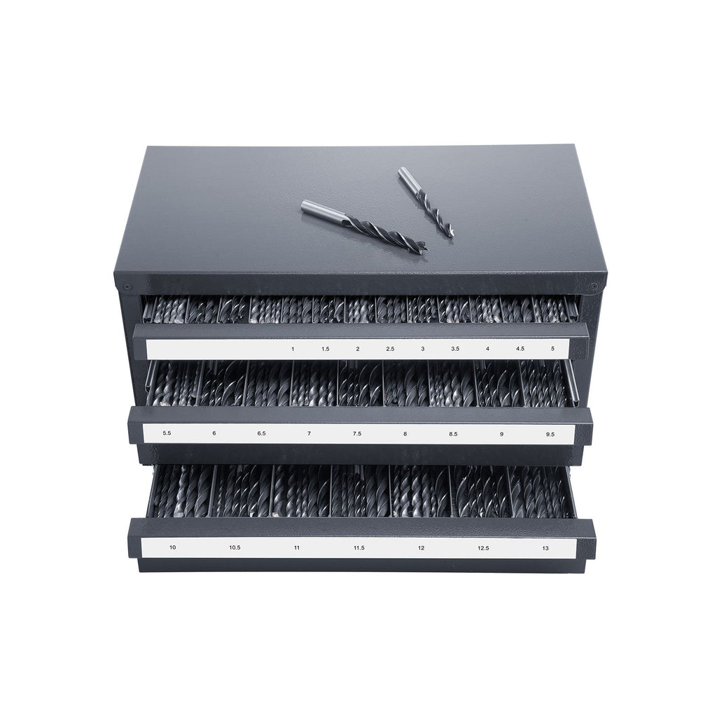 Drill Bit Dispenser Cabinet, Three-Drawer Drill Bit Organizer Cabinet for 1mm to 13mm, Steel Drill Dispenser Organizer Cabinet with Labels, Stackable Drill Dispenser for Drill Bit Storage