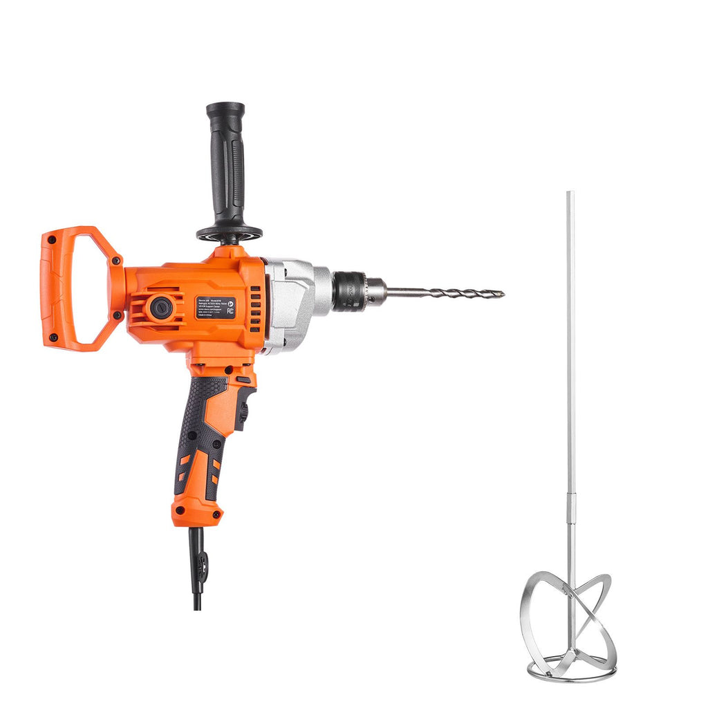 Drill Mixer, 1/2 inch Corded Electric Drill Mixer Set, 0-850RPM 5.4A Mixing Drills, Mixing Drills Machine with D-Handle for Drilling & Blending, Handheld Cement Mixers for Fodder, Paint, Cement