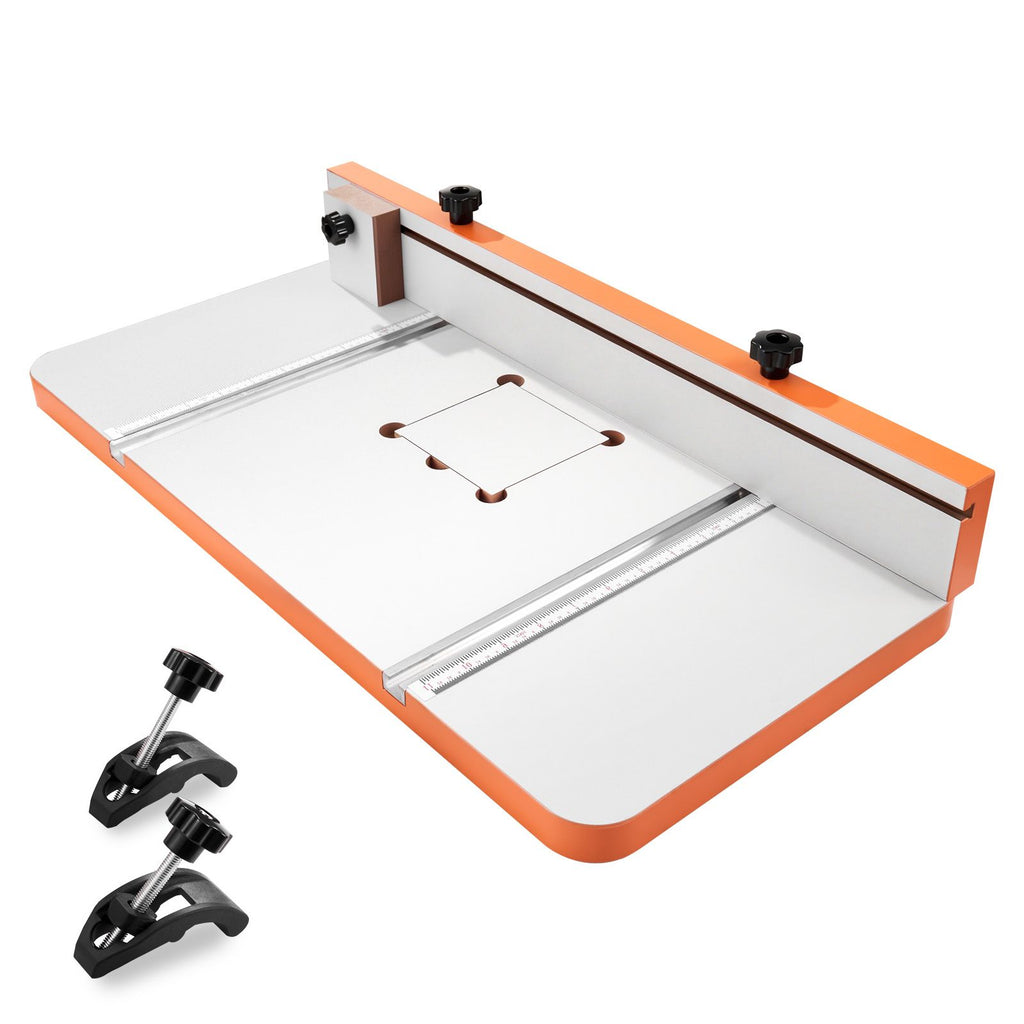 Drill Press Table, 24 in x 12 in, Worktable with an Adjustable Fence and Stop Block, Highly Compatible T-Slots, MDF Tabletop, Built-In Scale, Support Multiple Clamps and Vises, for Drill Presses