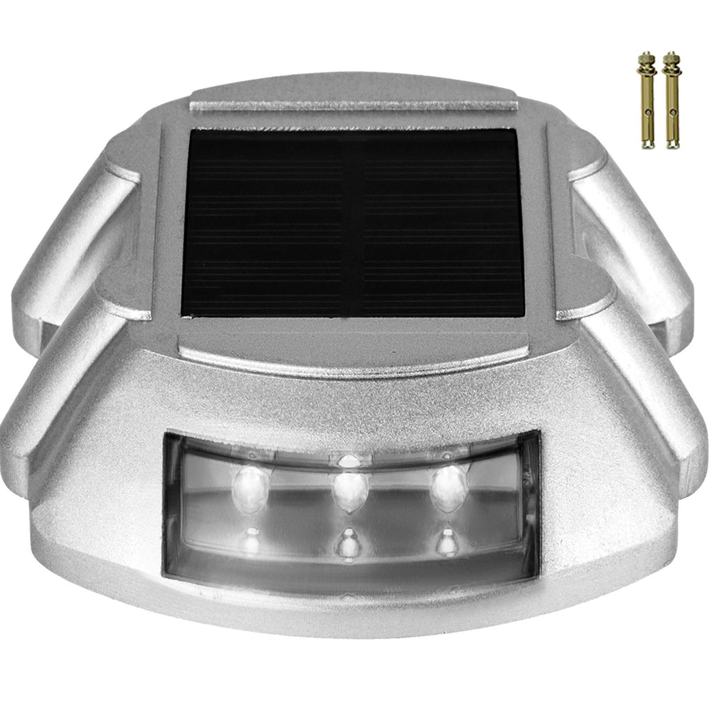 Driveway Lights 16-Pack Solar Driveway Lights Bright White with Screw Solar Deck Lights Outdoor Waterproof Wireless Dock Lights 6 LEDs for Path Warning Garden Walkway Sidewalk Steps