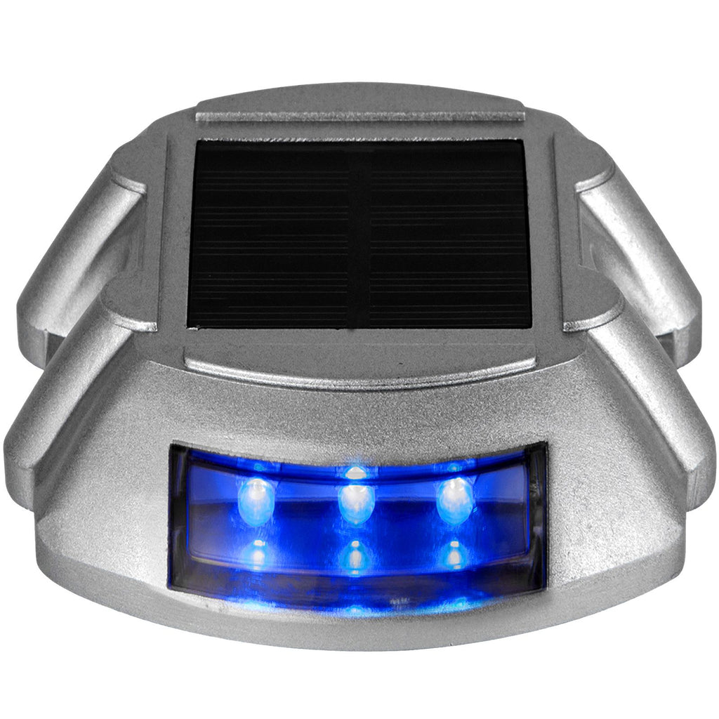 Driveway Lights 16-Pack, Solar Driveway Lights with Switch Button, Solar Deck Lights Waterproof, Wireless Dock Lights 6 LEDs for Path Warning Garden Walkway Sidewalk Steps, LED Bright Blue