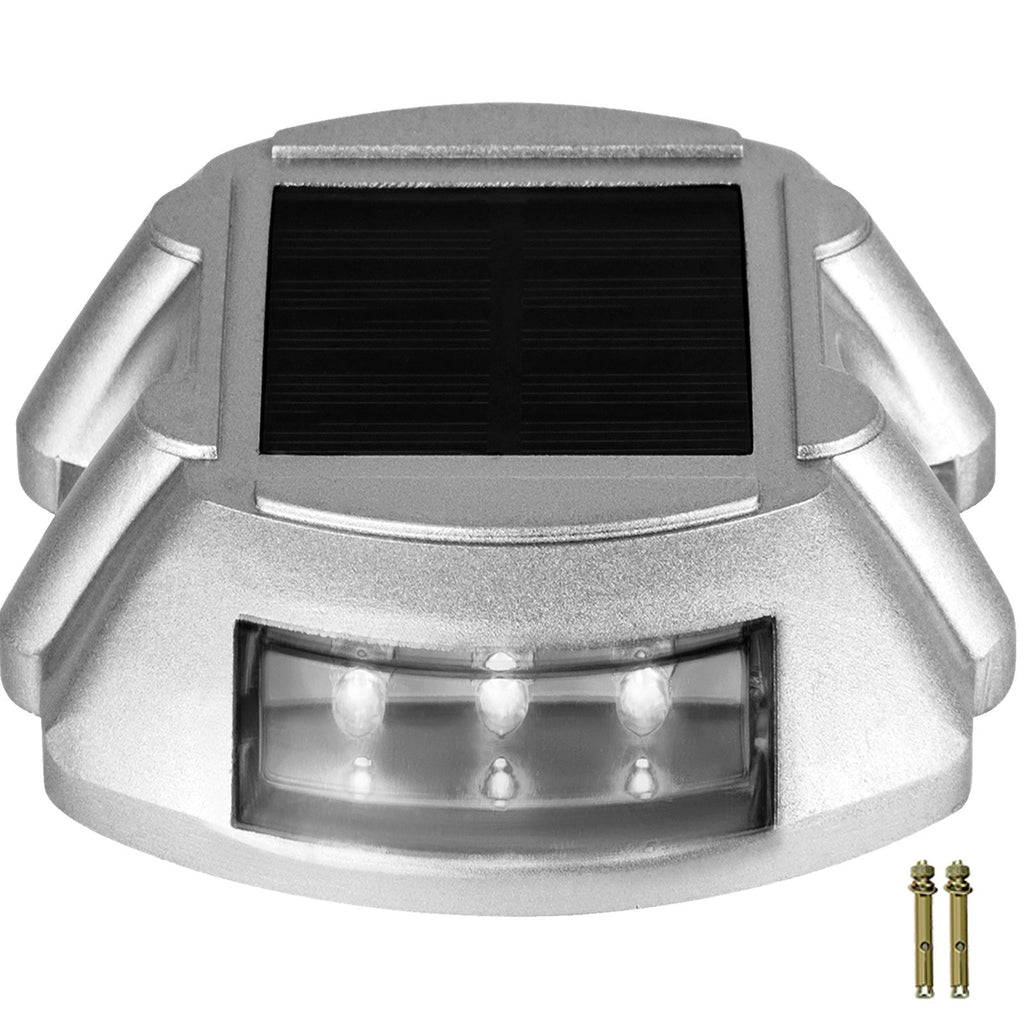 Driveway Lights 24-Pack Solar Driveway Lights Bright White with Screw Solar Deck Lights Outdoor Waterproof Wireless Dock Lights 6 LEDs for Path Warning Garden Walkway Sidewalk Steps