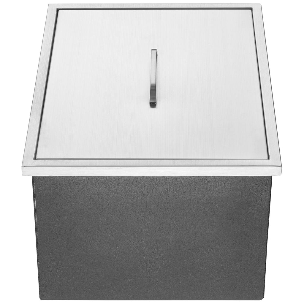 Drop in Ice Chest, 22"L x 17"W x 12"H Stainless Steel Ice Cooler, Commercial Ice Bin with Cover, 40 qt Outdoor Kitchen Ice Bar, Drain-pipe and Drain Plug Included, for Cold Wine Beer
