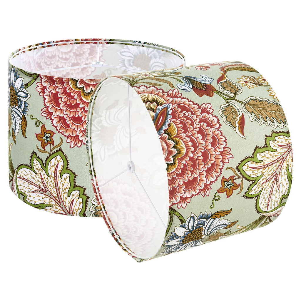 Drum Lamp Shade 2 Set, 13 in Top x 13 in Bottom x 10 in High, Medium Drum Linen Lampshade, Replacement Lamp Shade for Table Lamps Floor Lamps Pendant Lights, Easy Assembly Required (Dark Floral)
