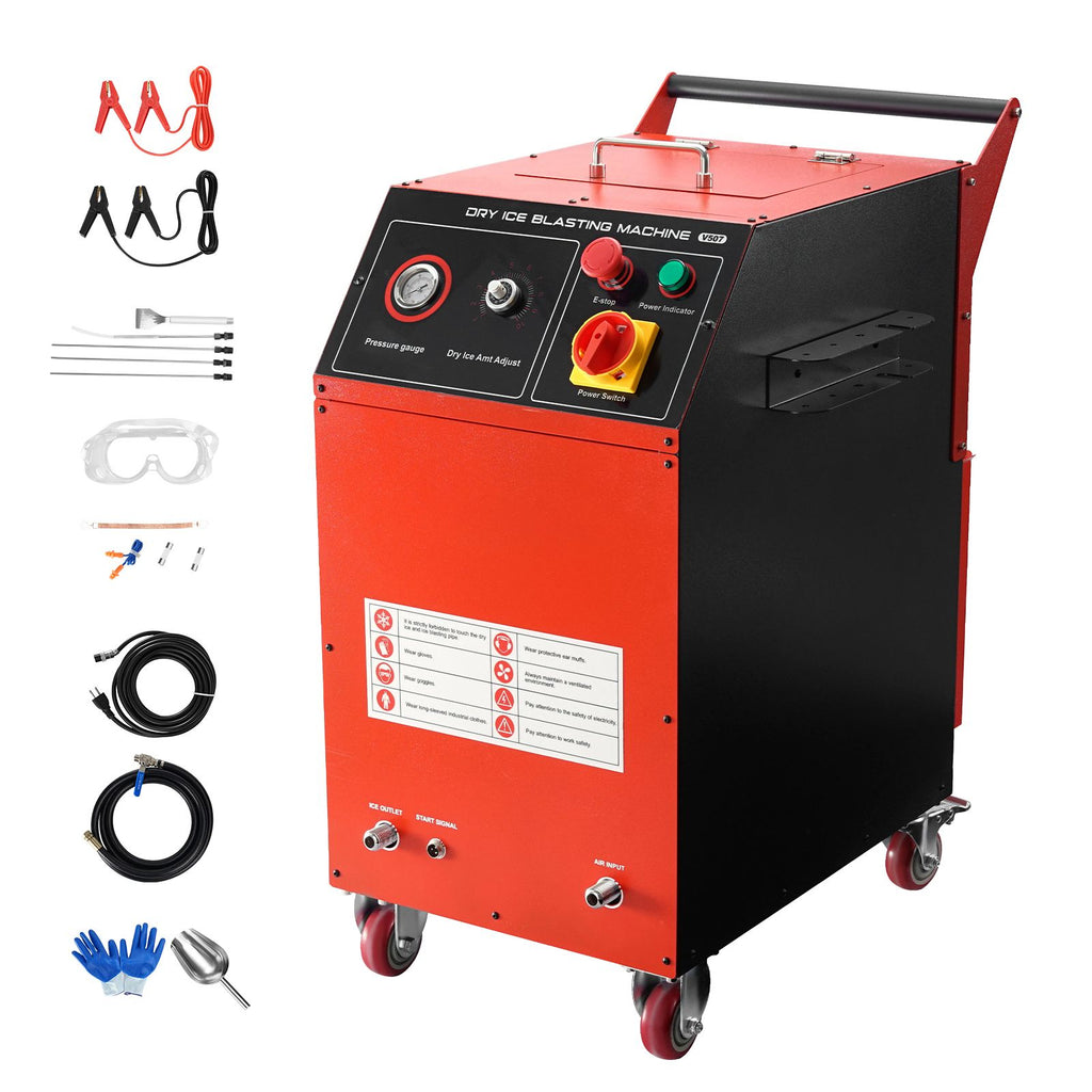 Dry Ice Blasting Machine, 16.5LBS (7.5KG) Capacity Dry Ice Cleaning Machine with 4 Nozzles, Adjustable Pressure & Dry Ice Amount, Movable Blaster Cleaner for Auto Ship Aviation Chemical, 120V