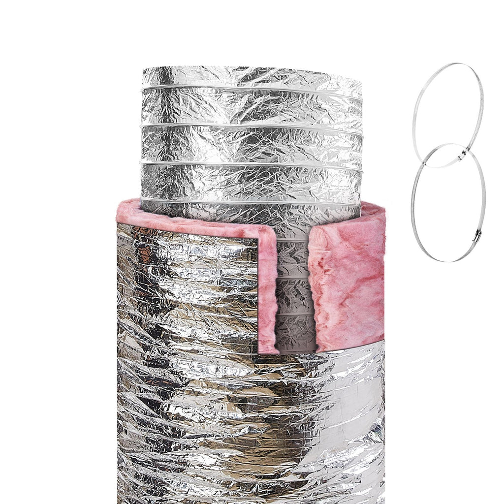 Dryer Vent Hose, 10'' Insulated Flexible Duct 25FT Long with 2 Duct Clamps, Heavy-Duty Three Layer Protection for HVAC Heating Cooling Ventilation and Exhaust, R-6.0 Flame Resistance Value