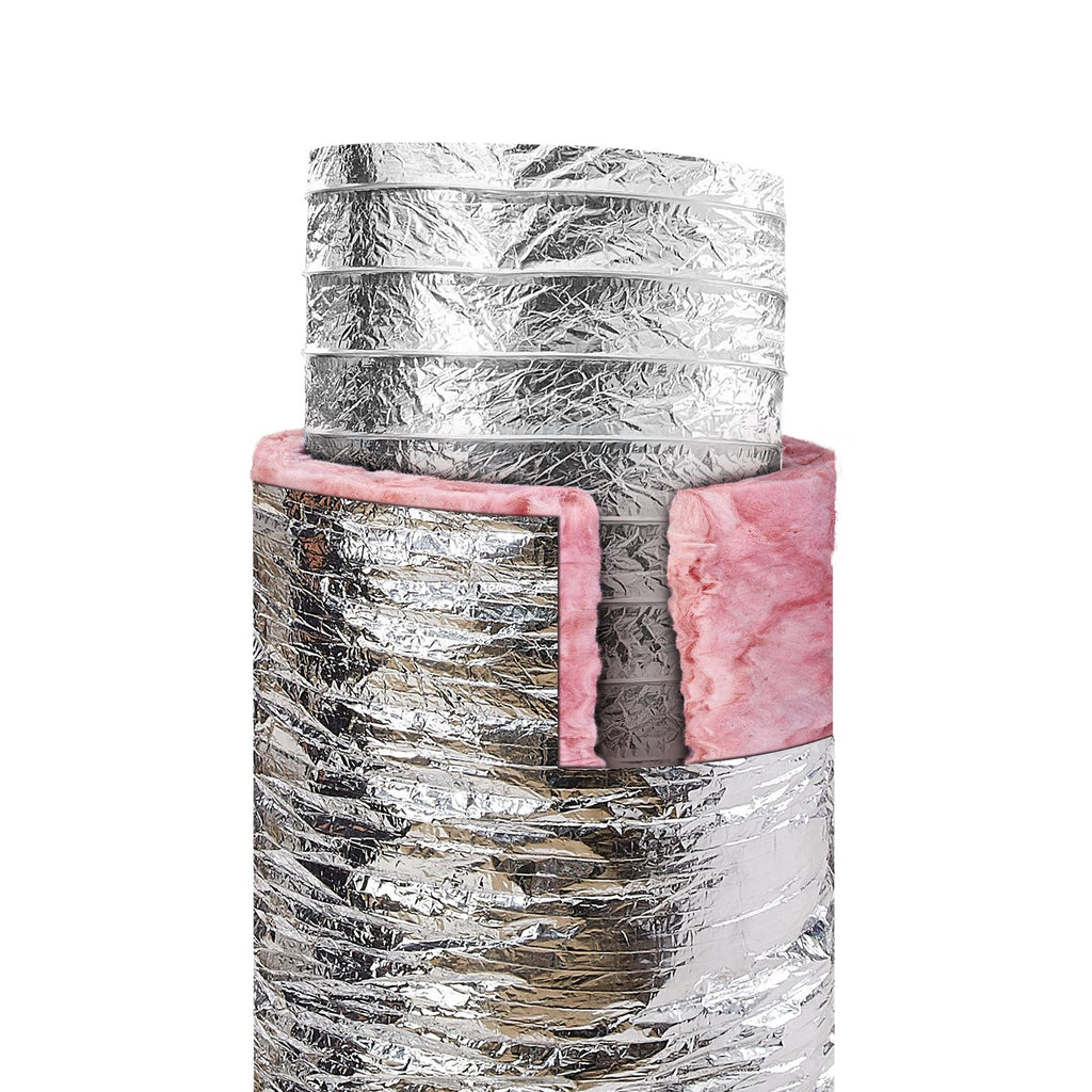 Dryer Vent Hose, 6'' Insulated Flexible Duct 25FT Long with 2 Duct Clamps, Heavy-Duty Three Layer Protection for HVAC Heating Cooling Ventilation and Exhaust, R-6.0 Flame Resistance Value