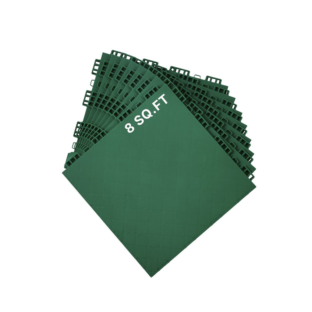 Dryland Tiles for Hockey Floor Mat, 12 x 12 in 8 Pcs Interlocking Versatile Training Surface, Dance Floor Tiles, Hockey Training Equipment Board for Shooting (Green, 8 sq. ft/Box)