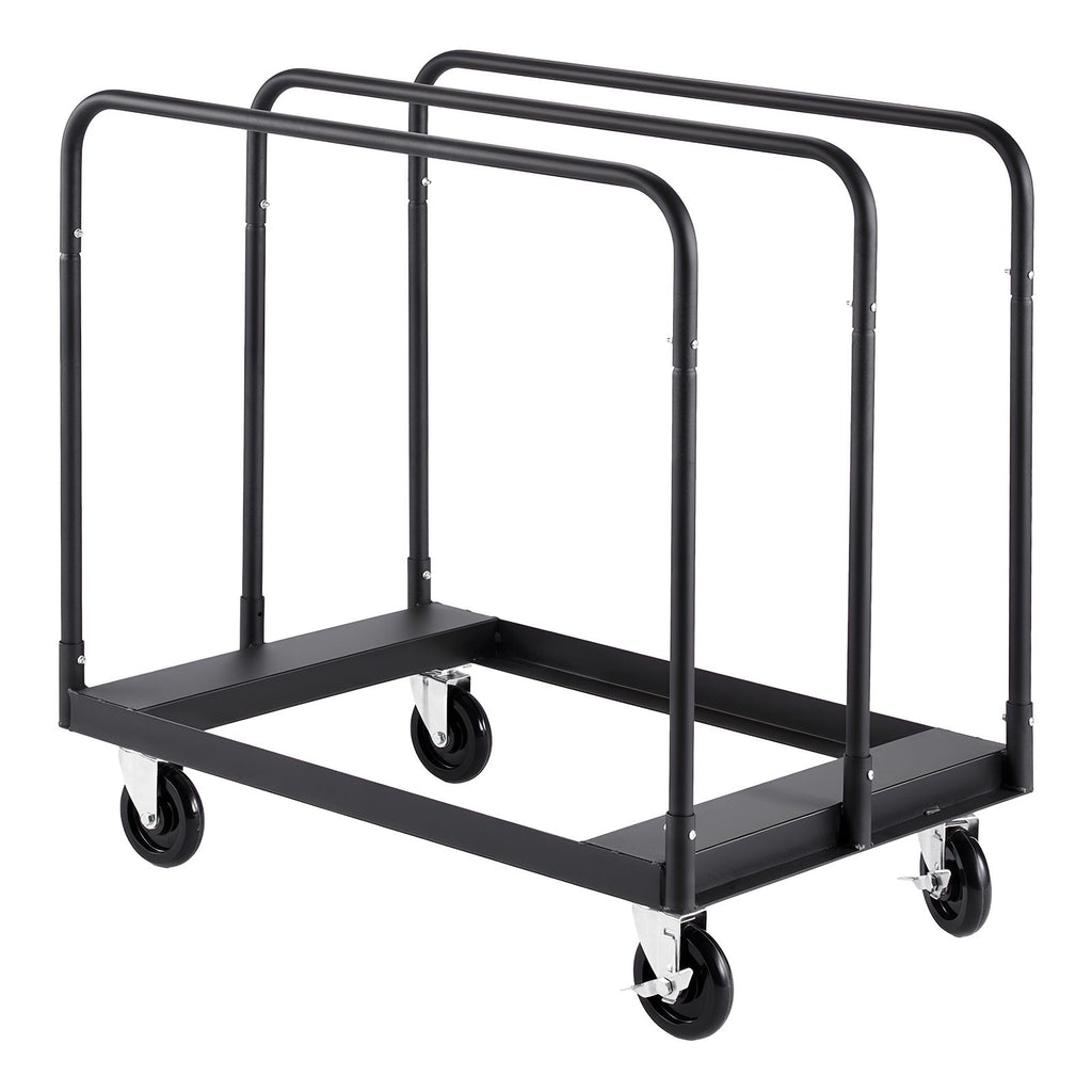 Drywall Cart Dolly, 1800 lbs Load Capacity, Steel Panel Truck Cart with 5 inch Swivel Casters, Lumber Drywall Dolly with with Tie-Down Strap & 3 Side Handrails for Factory, Warehouse, Black