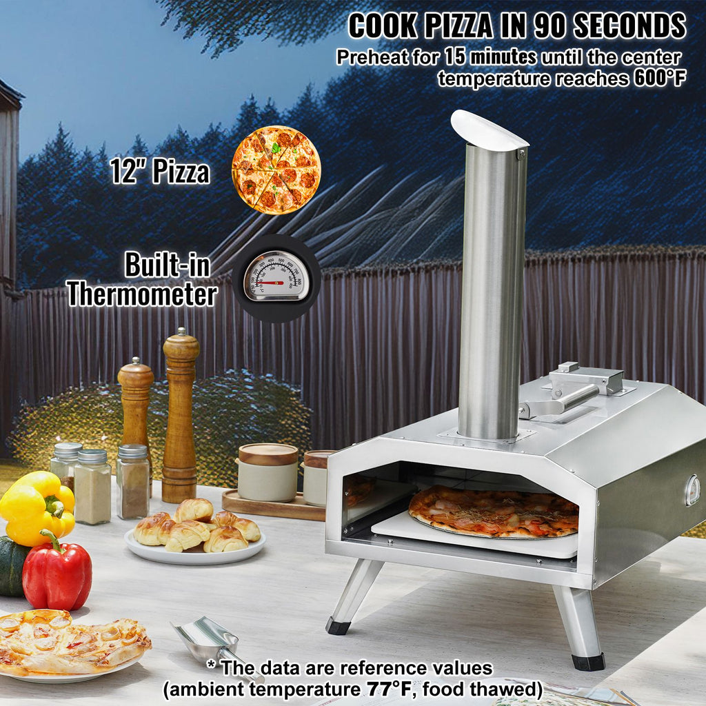 Dual Fuel Pizza Oven for Outdoor Use, 12" Portable Pizza Oven, Pellet & Gas Powered Outdoor Pizza Oven with Thickened Cordierite Pizza Stone, Foldable Leg for Camping & Backyard image 2