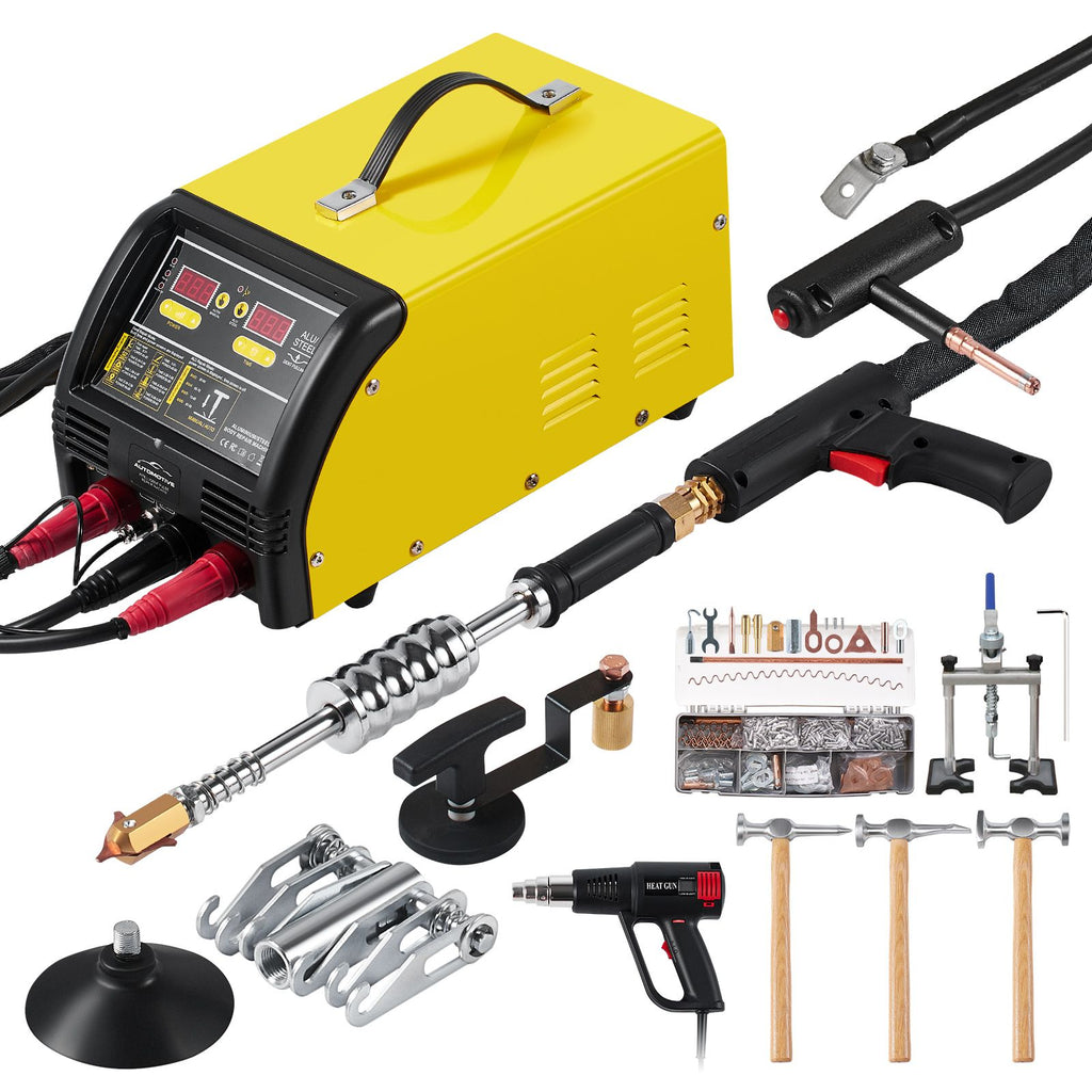 Dual Pro Stud Welder Deluxe AL/Fe Dent Repair Kit, Professional 5KW Welder with Auto/Manual Welding and 10 Modes, 110V Spot Welding Dent Repair Machine for Steel & Aluminum Auto Panels Repair
