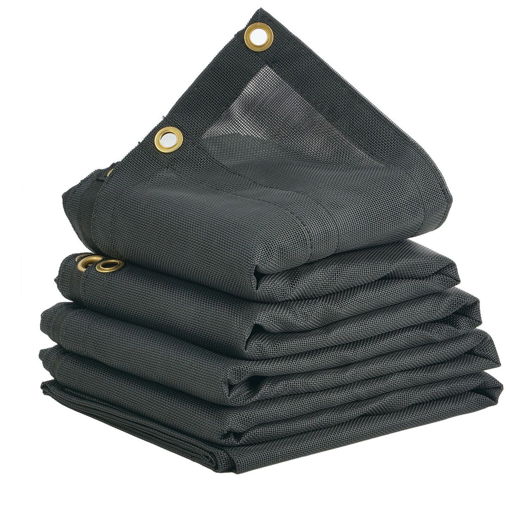 Dump Truck Mesh Tarp, 7.5x18 ft, PVC Coated Black Heavy Duty Cover with 5.5" 18oz Double Pocket, Brass Grommets, Reinforced Double Needle Stitch Webbing Fits Manual or Electric Dump Truck System
