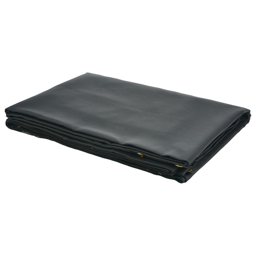 Dump Truck Mesh Tarp, 8 x 18 ft, PVC Coated Black Heavy Duty Cover with 5.5" 18oz Double Pocket, Brass Grommets, Reinforced Double Needle Stitch Webbing Fits Manual or Electric Dump Truck System