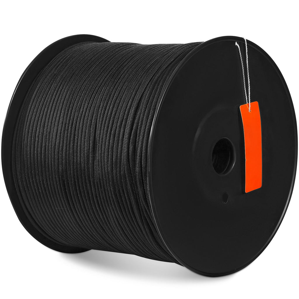 Durable Nylon Cord, 3/16 inch x 1000 ft, 32-Strand Design, 720 LBS Load Capacity, Multi-Purpose Rope for Outdoor Adventures, Tree Work, and Emergency Situations, Black