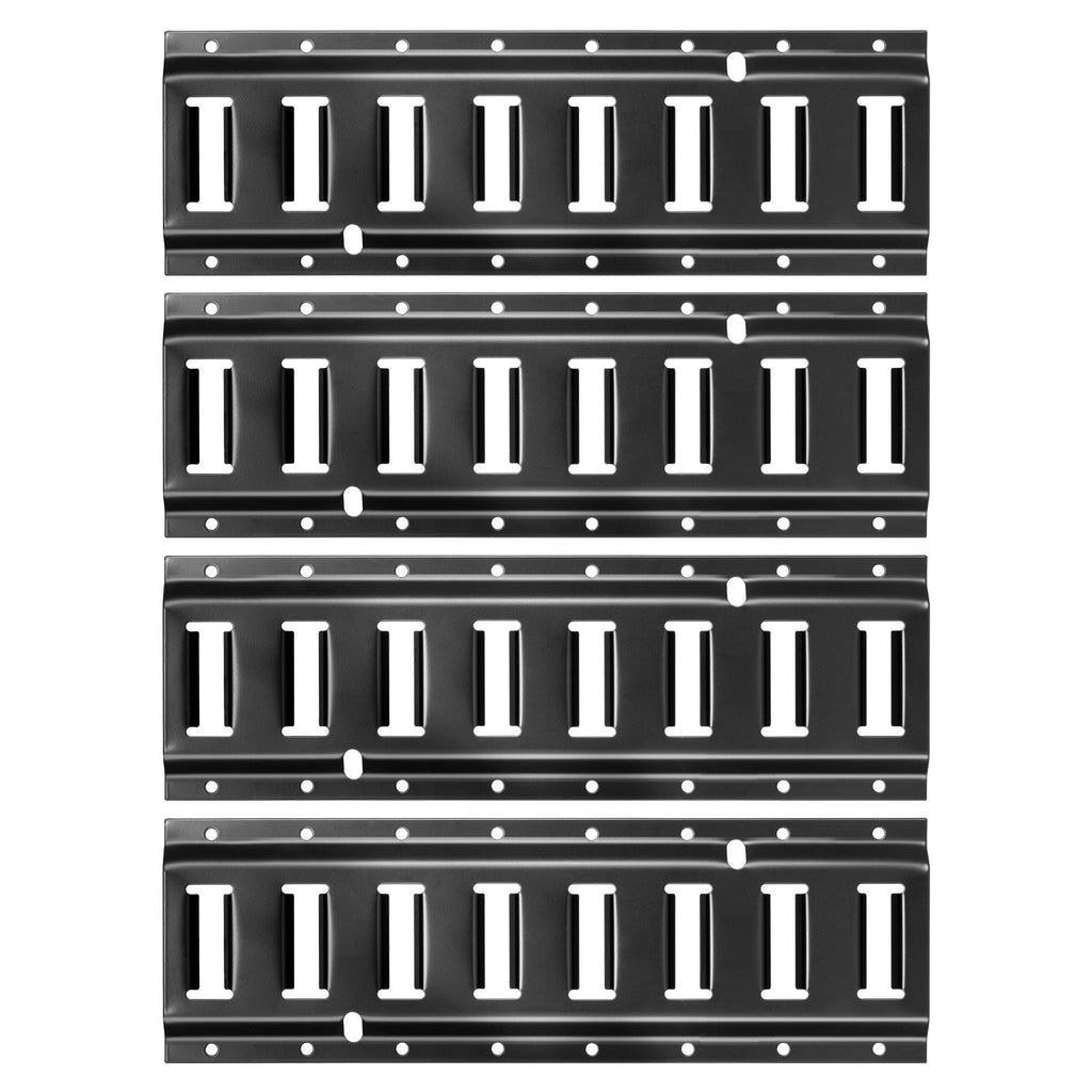 E-Track Tie-Down Rail Kit, 4 Pack 1.3 ft E Track Rails, 2 U-Shaped Hooks, 2 Tool Holders, 2 Track Shelf Brackets, 2 Tire Holders, 2 Cable Storage Rings, 8 End Caps & 1 Bag, Fit for Vans Trailers