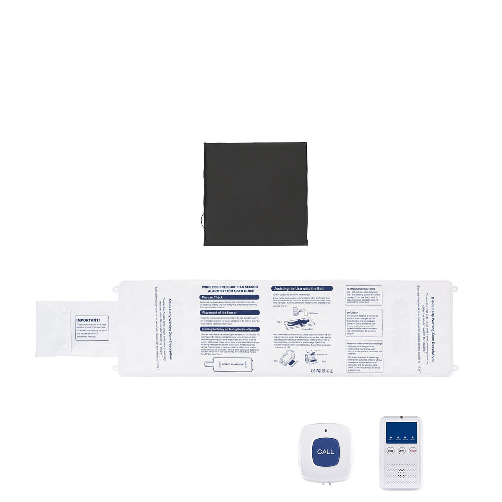 Early Alert Bed Alarm System, Wireless Bed and Chair Sensor Pad with Call Button & Pager, Pre-Alert Safety Bed Alarms and Fall Prevention for Elderly, Dementia Patients, and Adults