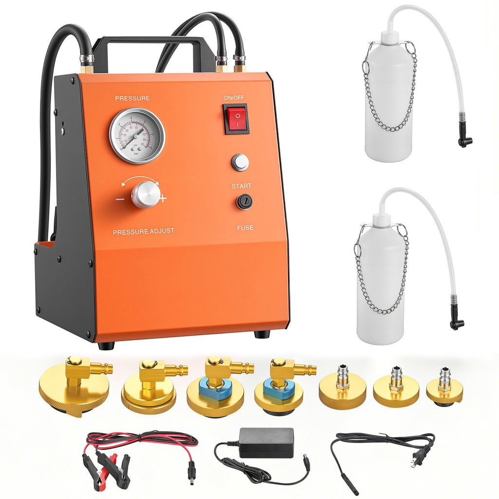 Electric Brake Bleeder Kit, 120V Automatic Brake Fluid Bleeding Kit with 7 Master Cylinder Adapters & Dual Power Supplies, 0.6 - 3 Bar Brake Pressure Bleeder Pump Fits Most Passenger Vehicles