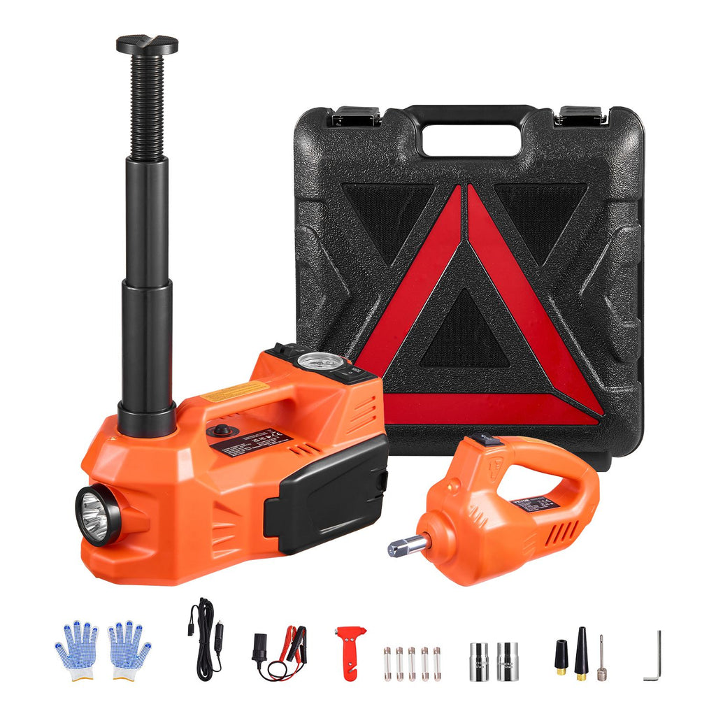 Electric Car Jack, 5 Tons /11000 lbs, Electric Scissor Jack with Built-In Inflator, 12V Tire Change Replacement with Electric Impact Wrench & LED Light, Portable Jack kit for Sedan, SUV, Truck
