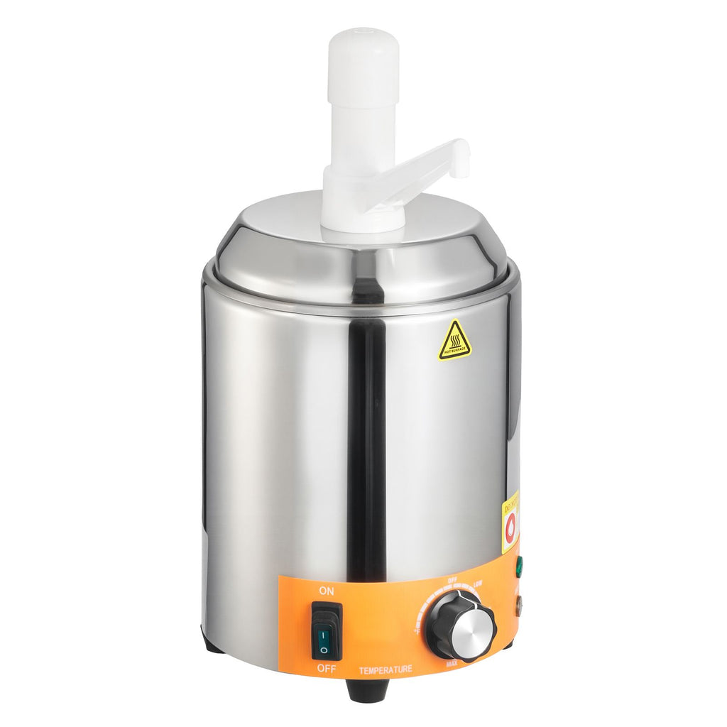 Electric Cheese Dispenser with Pump, 2.4L Commercial Hot Fudge Warmer, Plastic Pump Dispenser, 86-230Fahrenheit Temp Adjustable Nacho Cheese Sauce Warmer, for Hot Fudge Cheese Caramel