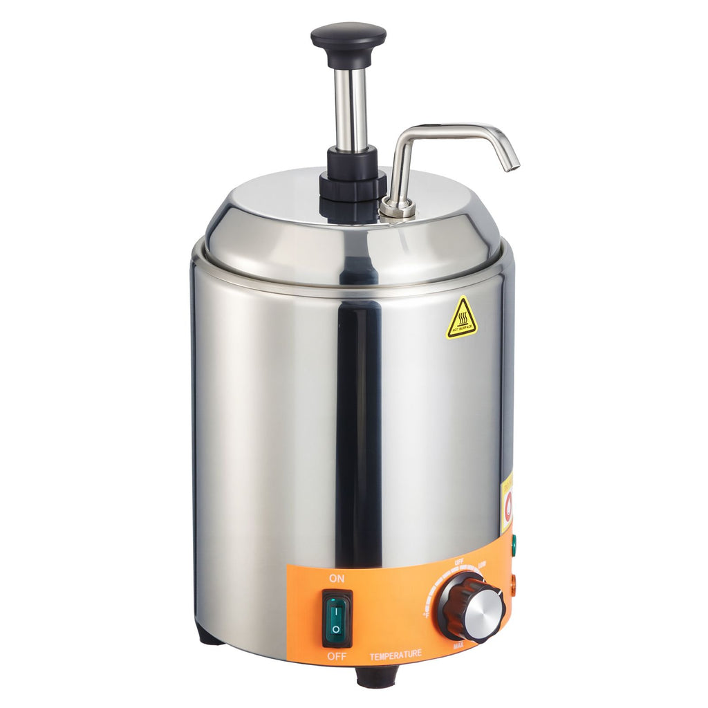 Electric Cheese Dispenser with Pump, 2.4L Commercial Hot Fudge Warmer, Stainless Steel Pump Dispenser, 86-230Fahrenheit Temp Adjustable Nacho Cheese Sauce Warmer, for Hot Fudge Cheese Caramel