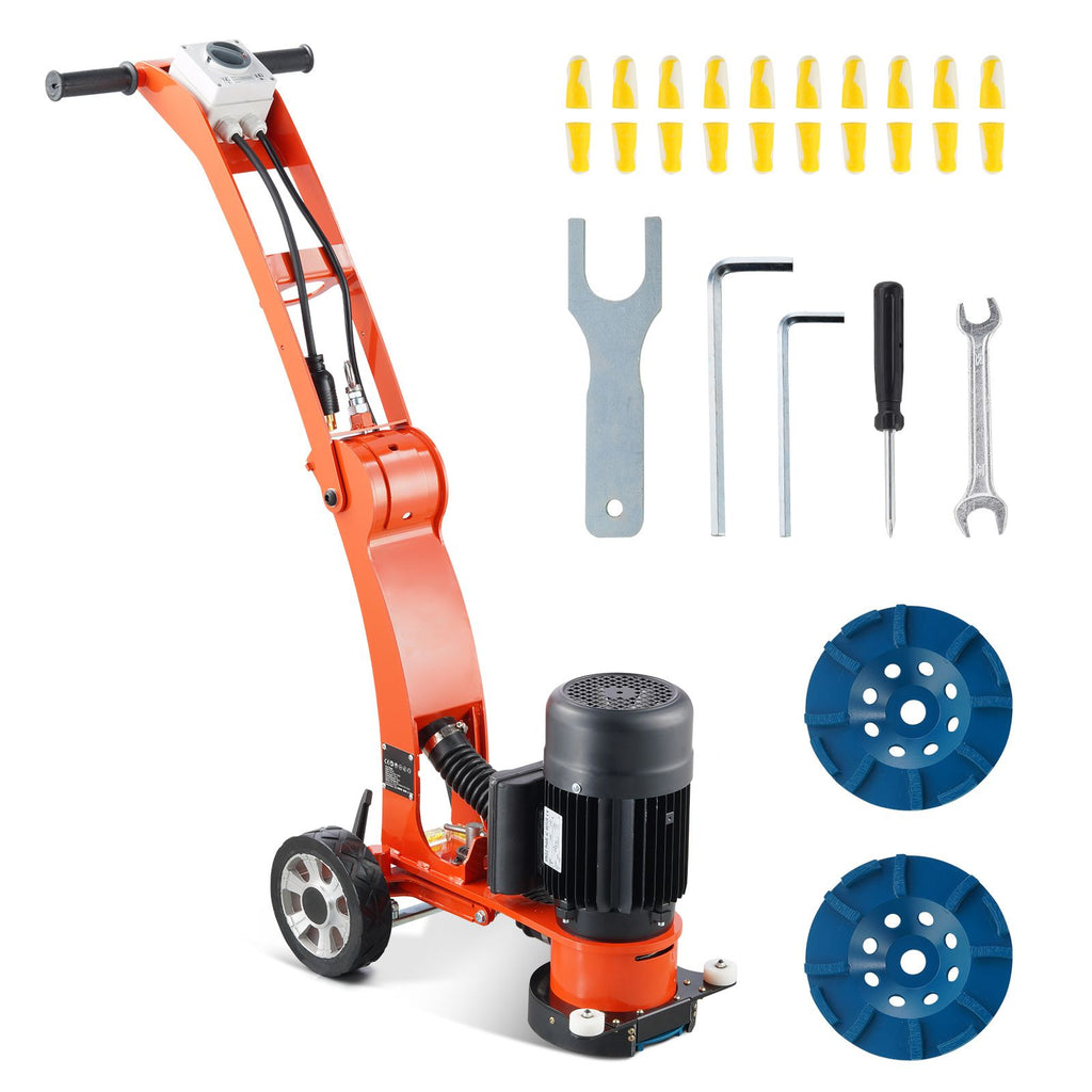 Electric Concrete Floor Grinder 7" Walk-Behind Grinder 1.7HP Concrete Floor Polisher, 1300W Grinding Machine, 1720RPM Upgrade Brushless Motor Surfacing Grinder for Granite/Marble/Stones