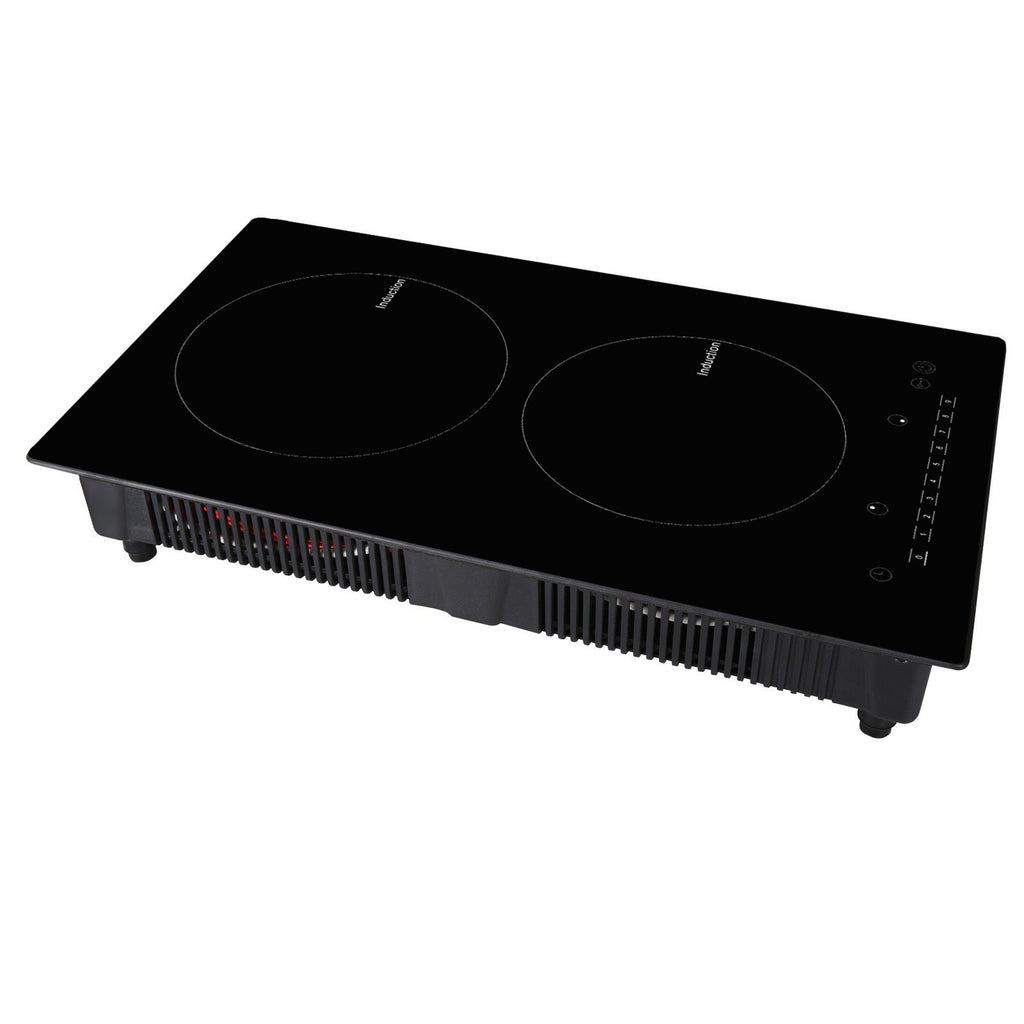 Electric Cooktop, 2 Burners, 12'' Induction Stove Top, Built-in Magnetic Cooktop 1800W, 9 Heating Level Multifunctional Burner, LED Touch Screen w/ Child Lock & Over-Temperature Protection