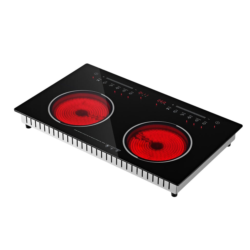 Electric Cooktop 24inch 2 Burners Portable Stove Top 1800W 120V, Ceramic Countertop/Built-in Radiant Electric Stove , with 9 Power Levels, Timer, Child Lock, Over-Heat Guard, Touch Control