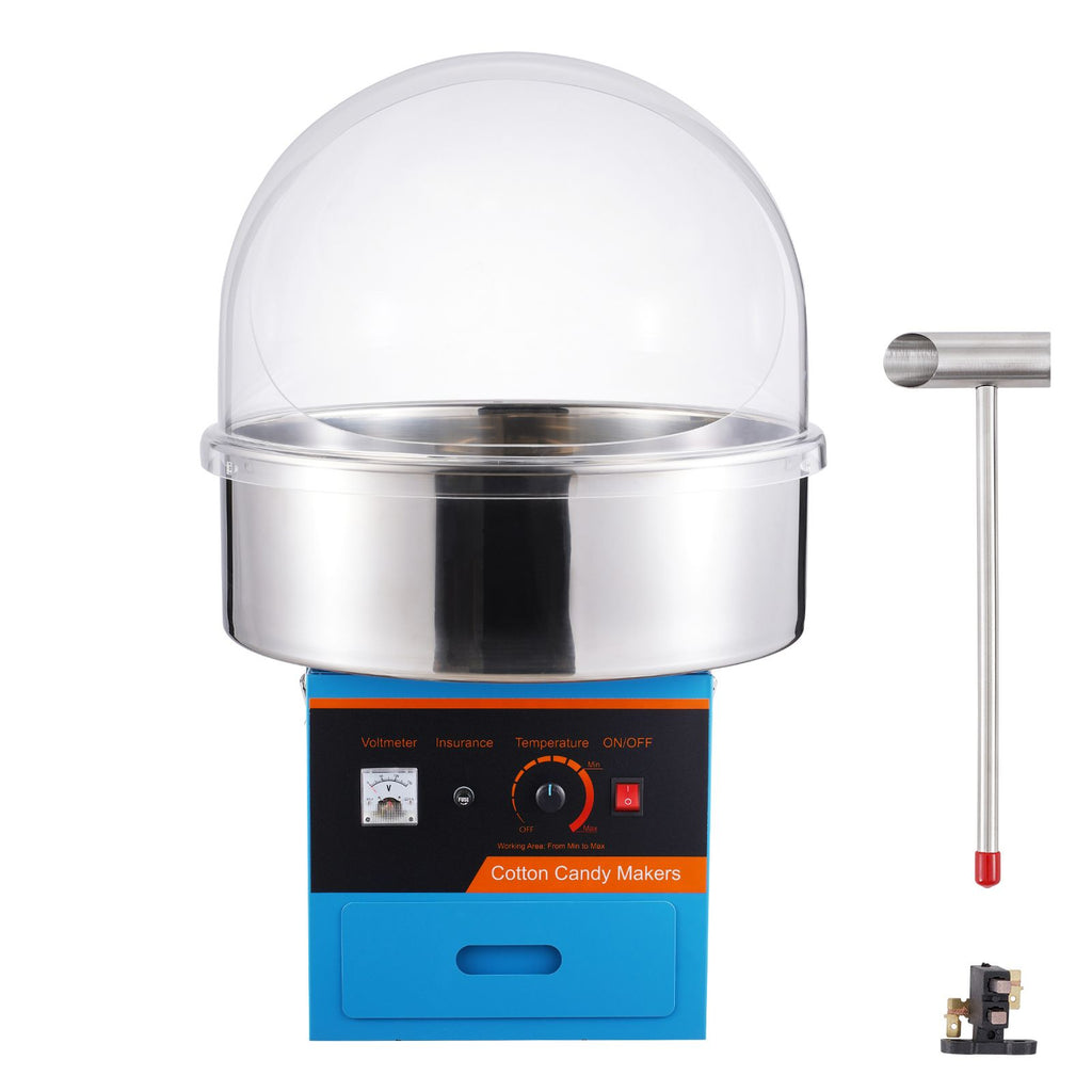 Electric Cotton Candy Machine, 1000W Candy Floss Maker, Commercial Cotton Candy Machine with Cover, Stainless Steel Bowl, Sugar Scoop, Drawer, Perfect for Home Kids Birthday, Family Party, Blue
